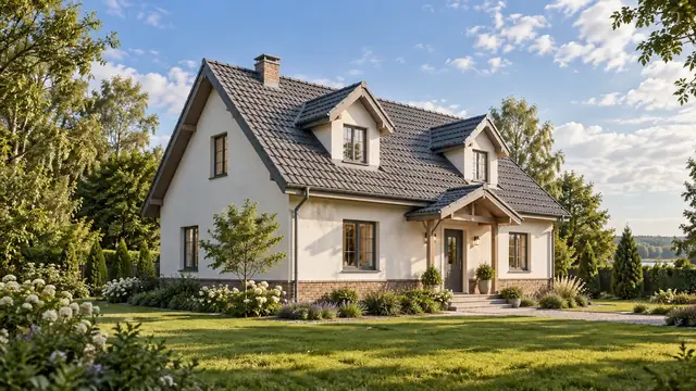 Коттедж с мансардными окнами — иллюстрация варианта этажности